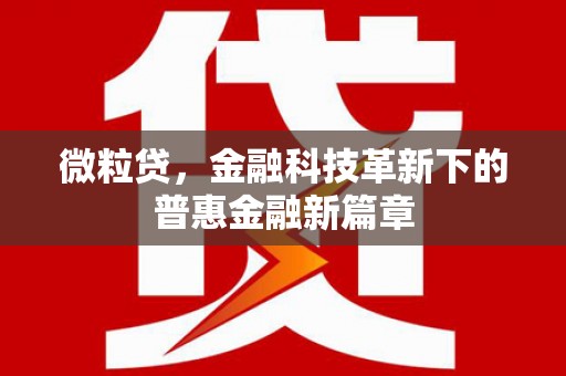 川汇微粒贷，金融科技革新下的普惠金融新篇章