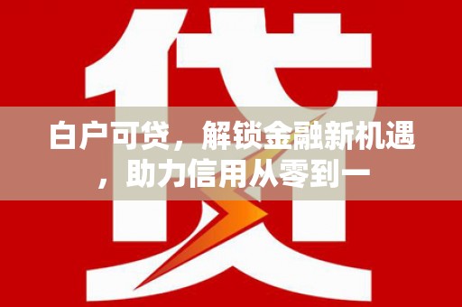 川汇白户可贷，解锁金融新机遇，助力信用从零到一