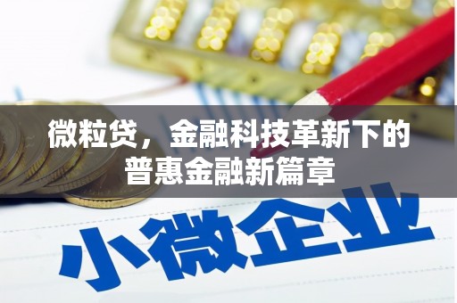 川汇微粒贷，金融科技革新下的普惠金融新篇章