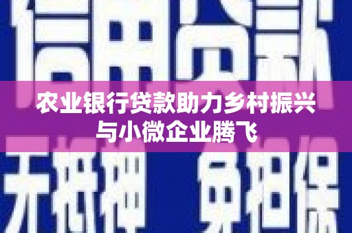 川汇农业银行贷款助力乡村振兴与小微企业腾飞