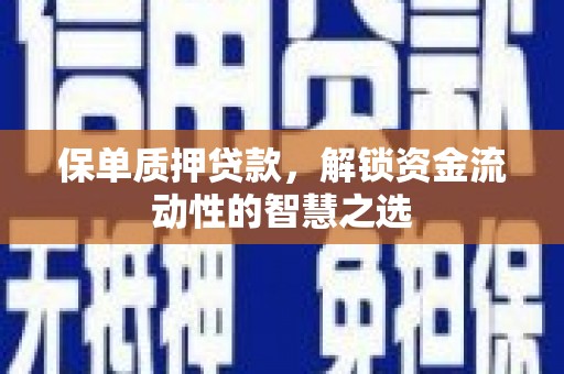 川汇保单质押贷款，解锁资金流动性的智慧之选